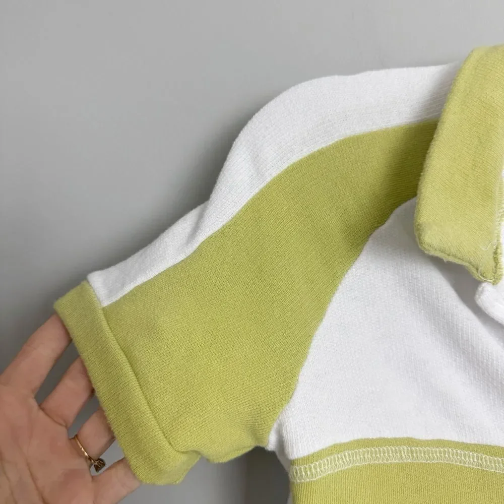 BUCKETLIST | Olive Green and White Cropped Polo Style Shirt Women’s Size Large
